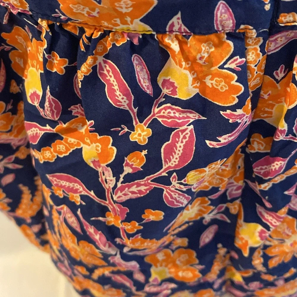 142 J.Crew Floral Tank Top Blue Orange Flowy Cami Small Lightweight Summer